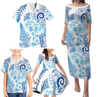New Zealand Sea Animals Family Matching Puletasi and Hawaiian Shirt with Maori Koru Tribal Tattoo and Silver Ferns Galaxy Style LT03 - Polynesian Pride