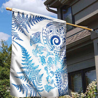 New Zealand Sea Animals Garden Flag with Maori Koru Tribal Tattoo and Silver Ferns Galaxy Style LT03 - Polynesian Pride