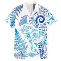 New Zealand Sea Animals Hawaiian Shirt with Maori Koru Tribal Tattoo and Silver Ferns Galaxy Style LT03 Multicolor - Polynesian Pride