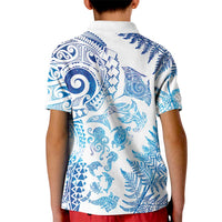 New Zealand Sea Animals Kid Polo Shirt with Maori Koru Tribal Tattoo and Silver Ferns Galaxy Style LT03 - Polynesian Pride