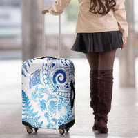 New Zealand Sea Animals Luggage Cover with Maori Koru Tribal Tattoo and Silver Ferns Galaxy Style LT03 - Polynesian Pride