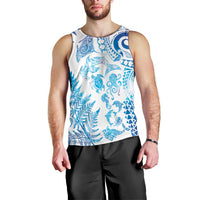 New Zealand Sea Animals Men Tank Top with Maori Koru Tribal Tattoo and Silver Ferns Galaxy Style LT03 - Polynesian Pride