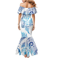 New Zealand Sea Animals Mermaid Dress with Maori Koru Tribal Tattoo and Silver Ferns Galaxy Style LT03 - Polynesian Pride
