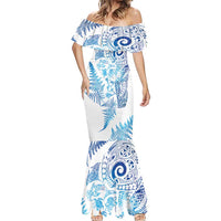 New Zealand Sea Animals Mermaid Dress with Maori Koru Tribal Tattoo and Silver Ferns Galaxy Style LT03 - Polynesian Pride