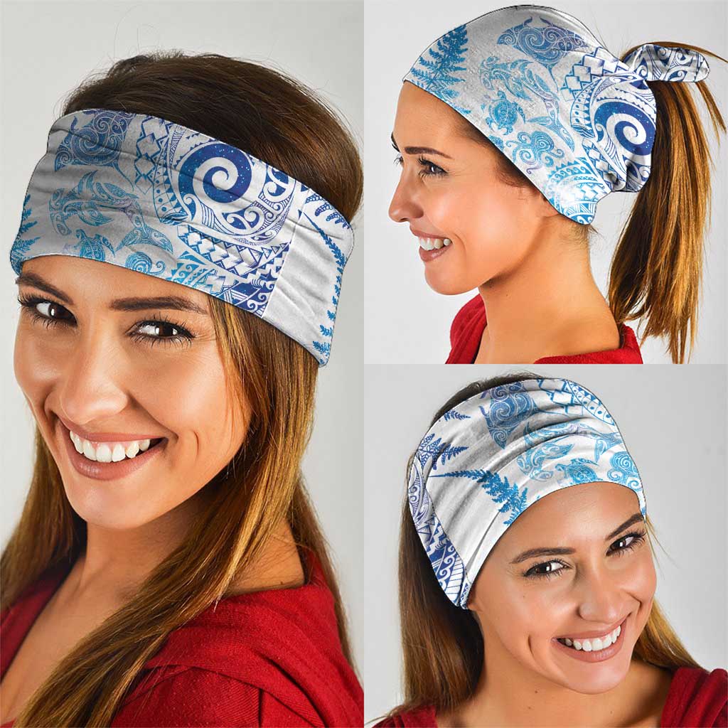New Zealand Sea Animals Neck Gaiter with Maori Koru Tribal Tattoo and Silver Ferns Galaxy Style LT03 - Polynesian Pride
