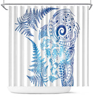 New Zealand Sea Animals Shower Curtain with Maori Koru Tribal Tattoo and Silver Ferns Galaxy Style LT03 Multicolor - Polynesian Pride