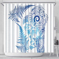 New Zealand Sea Animals Shower Curtain with Maori Koru Tribal Tattoo and Silver Ferns Galaxy Style LT03 - Polynesian Pride