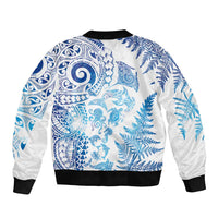 New Zealand Sea Animals Sleeve Zip Bomber Jacket with Maori Koru Tribal Tattoo and Silver Ferns Galaxy Style LT03 - Polynesian Pride