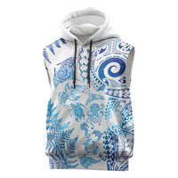 New Zealand Sea Animals Sleeveless Hoodie with Maori Koru Tribal Tattoo and Silver Ferns Galaxy Style LT03 Multicolor - Polynesian Pride