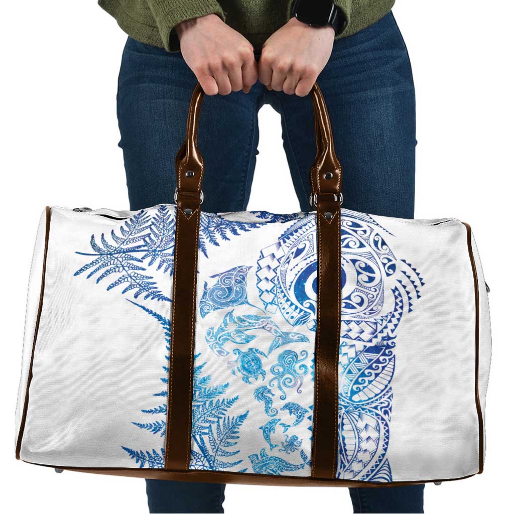 New Zealand Sea Animals Travel Bag with Maori Koru Tribal Tattoo and Silver Ferns Galaxy Style LT03 Multicolor - Polynesian Pride