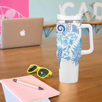 New Zealand Sea Animals Tumbler With Handle with Maori Koru Tribal Tattoo and Silver Ferns Galaxy Style LT03 - Polynesian Pride