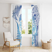 New Zealand Sea Animals Window Curtain with Maori Koru Tribal Tattoo and Silver Ferns Galaxy Style LT03 - Polynesian Pride