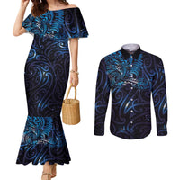 New Zealand New Year-Matariki Couples Matching Mermaid Dress and Long Sleeve Button Shirt Aotearoa Maori Tattoo Galaxy Sky LT03 Multicolor - Polynesian Pride