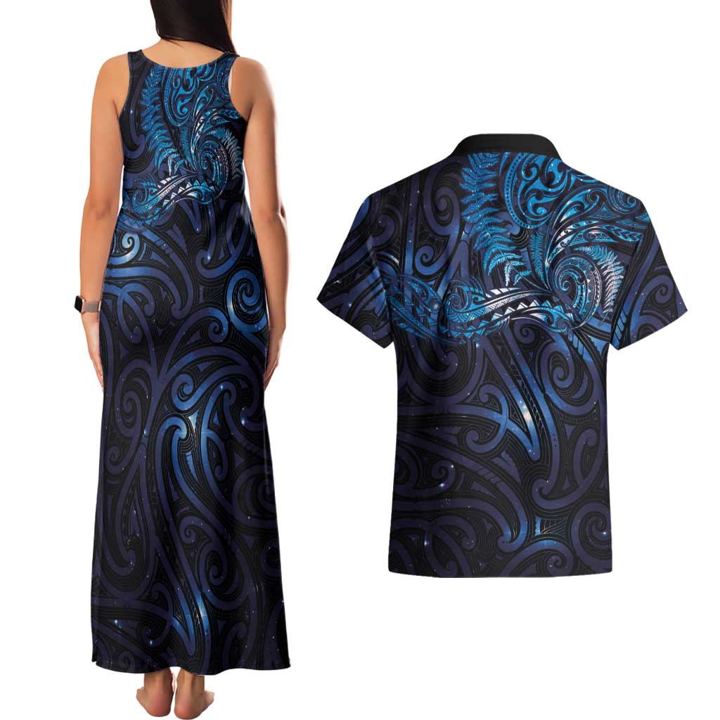New Zealand New Year-Matariki Couples Matching Tank Maxi Dress and Hawaiian Shirt Aotearoa Maori Tattoo Galaxy Sky LT03 - Polynesian Pride