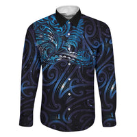 New Zealand New Year-Matariki Family Matching Off Shoulder Maxi Dress and Hawaiian Shirt Aotearoa Maori Tattoo Galaxy Sky LT03 Dad's Shirt - Long Sleeve Multicolor - Polynesian Pride