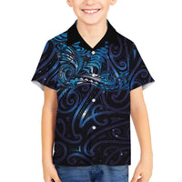 New Zealand New Year-Matariki Family Matching Off Shoulder Short Dress and Hawaiian Shirt Aotearoa Maori Tattoo Galaxy Sky LT03 Son's Shirt Multicolor - Polynesian Pride