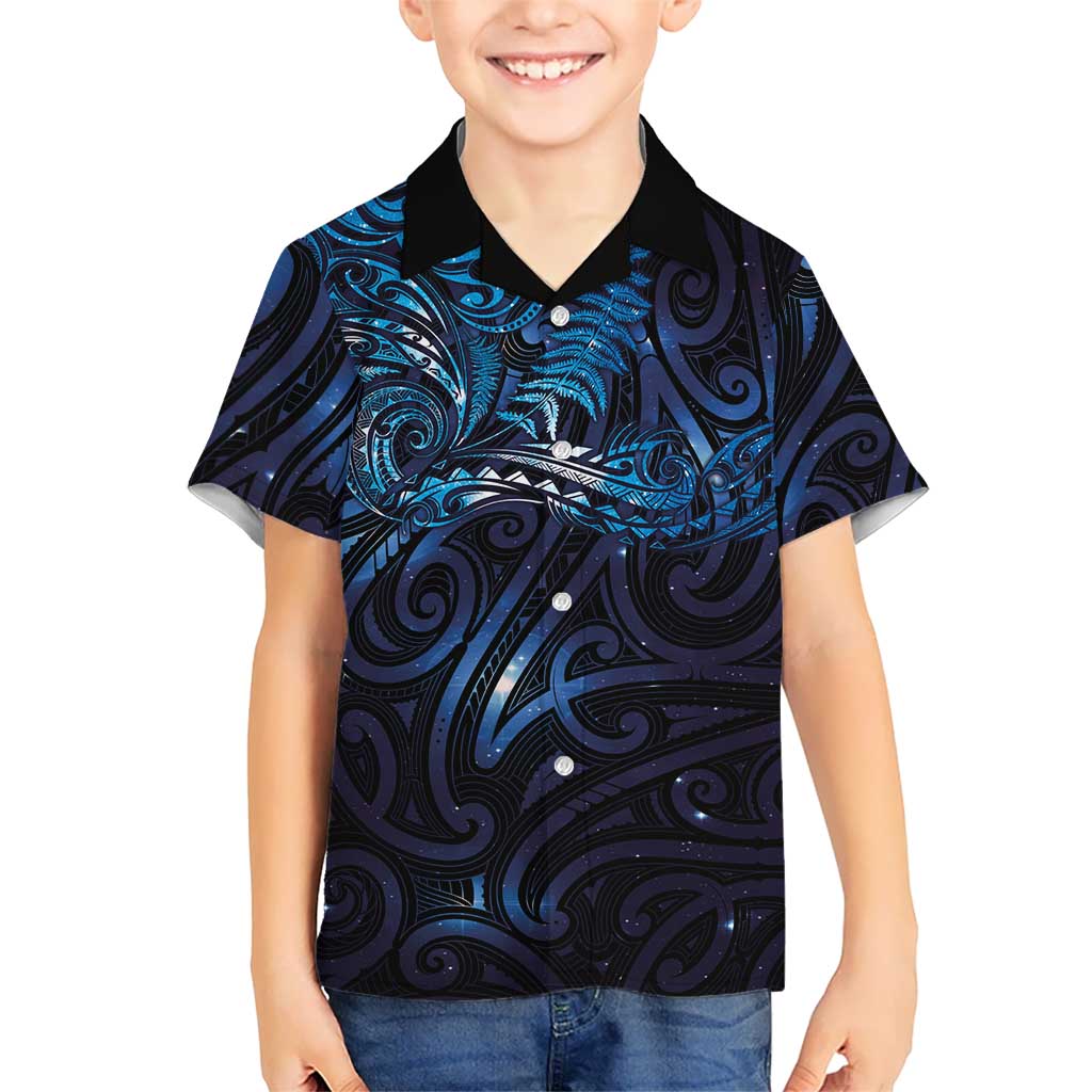 New Zealand New Year-Matariki Family Matching Puletasi and Hawaiian Shirt Aotearoa Maori Tattoo Galaxy Sky LT03 Son's Shirt Multicolor - Polynesian Pride