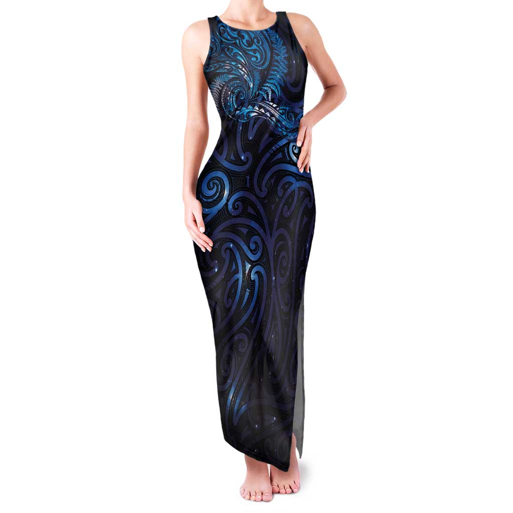 New Zealand New Year-Matariki Family Matching Tank Maxi Dress and Hawaiian Shirt Aotearoa Maori Tattoo Galaxy Sky LT03 Mom's Dress Multicolor - Polynesian Pride