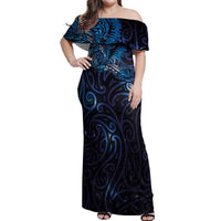 New Zealand New Year-Matariki Off Shoulder Maxi Dress Aotearoa Maori Tattoo Galaxy Sky