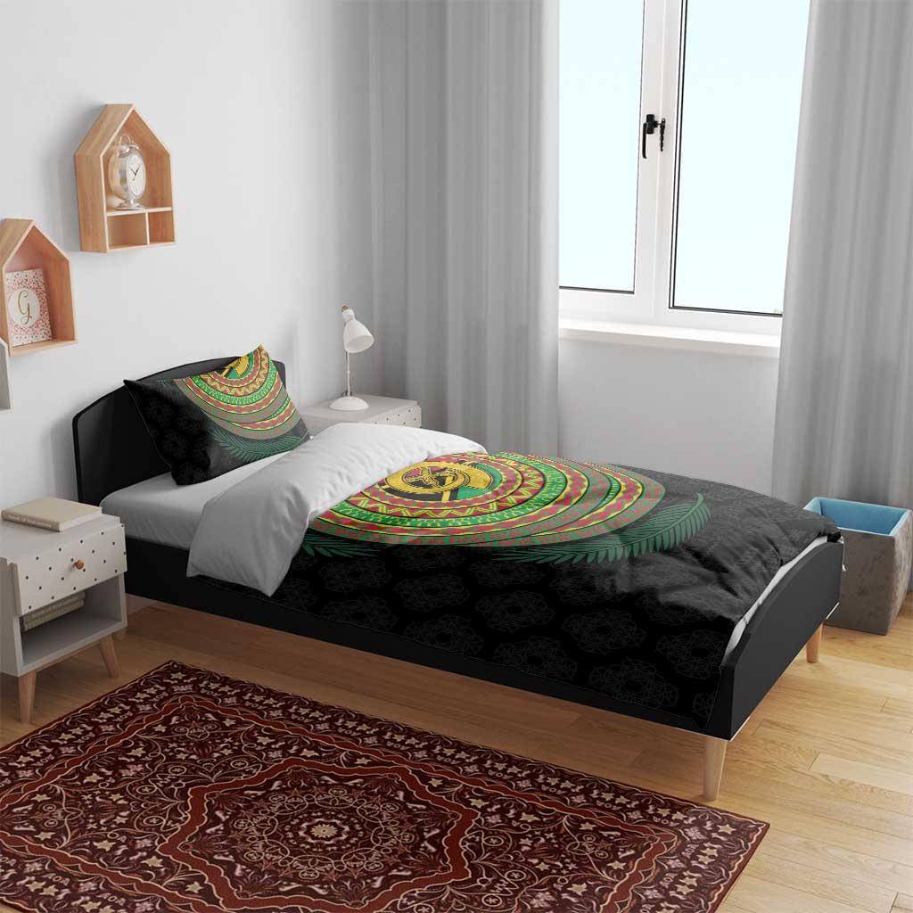 Vanuatu Tribal Tattoo with Namele Leaves Bedding Set