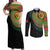 Vanuatu Tribal Tattoo with Namele Leaves Couples Matching Off Shoulder Maxi Dress and Long Sleeve Button Shirt