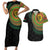 Vanuatu Tribal Tattoo with Namele Leaves Couples Matching Short Sleeve Bodycon Dress and Hawaiian Shirt
