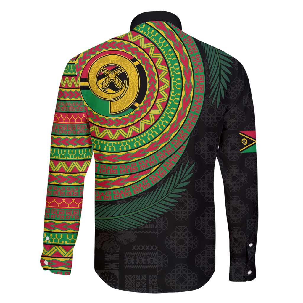 Vanuatu Tribal Tattoo with Namele Leaves Family Matching Off Shoulder Short Dress and Hawaiian Shirt LT03 - Polynesian Pride
