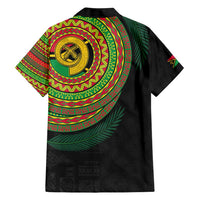 Vanuatu Tribal Tattoo with Namele Leaves Family Matching Short Sleeve Bodycon Dress and Hawaiian Shirt LT03 - Polynesian Pride