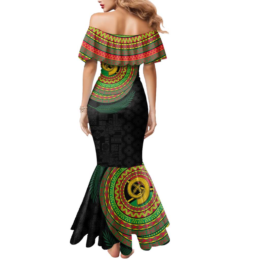 Vanuatu Tribal Tattoo with Namele Leaves Mermaid Dress