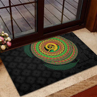 Vanuatu Tribal Tattoo with Namele Leaves Rubber Doormat