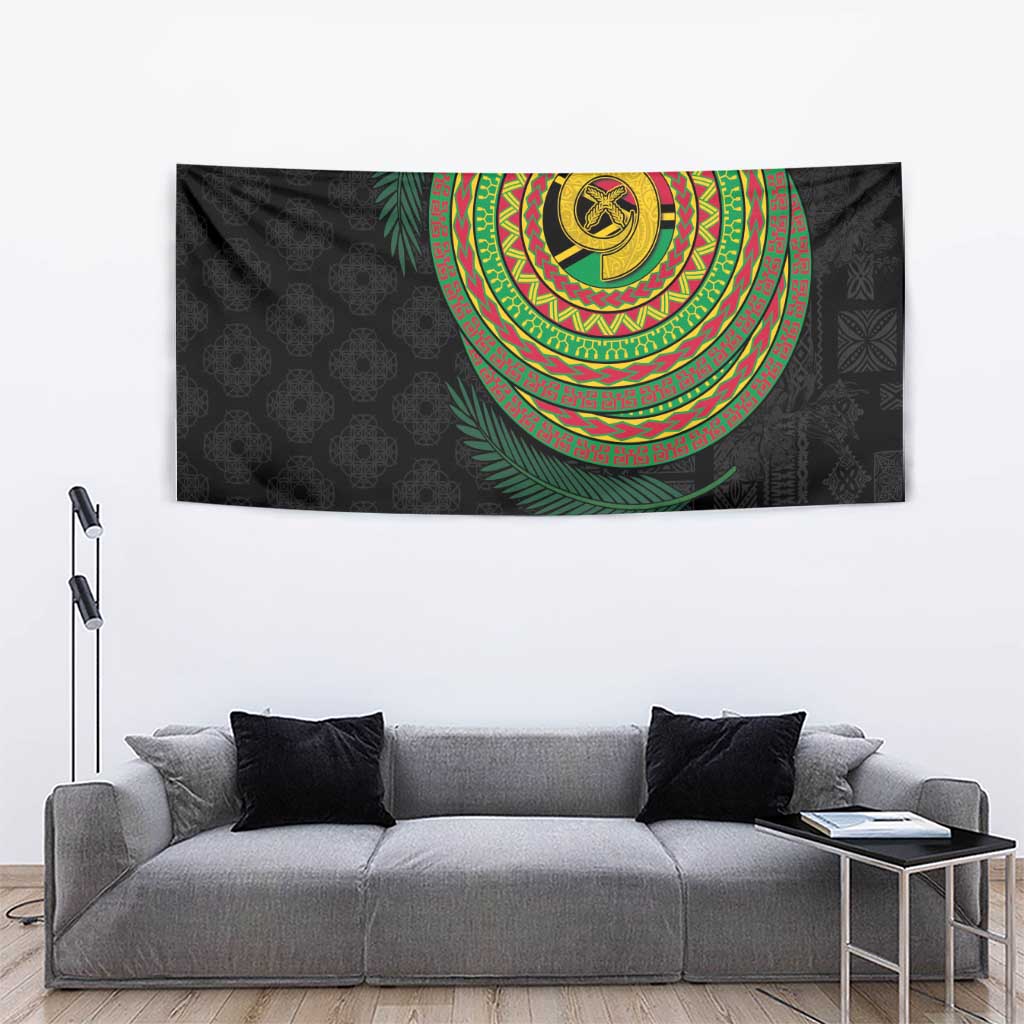 Vanuatu Tribal Tattoo with Namele Leaves Tapestry