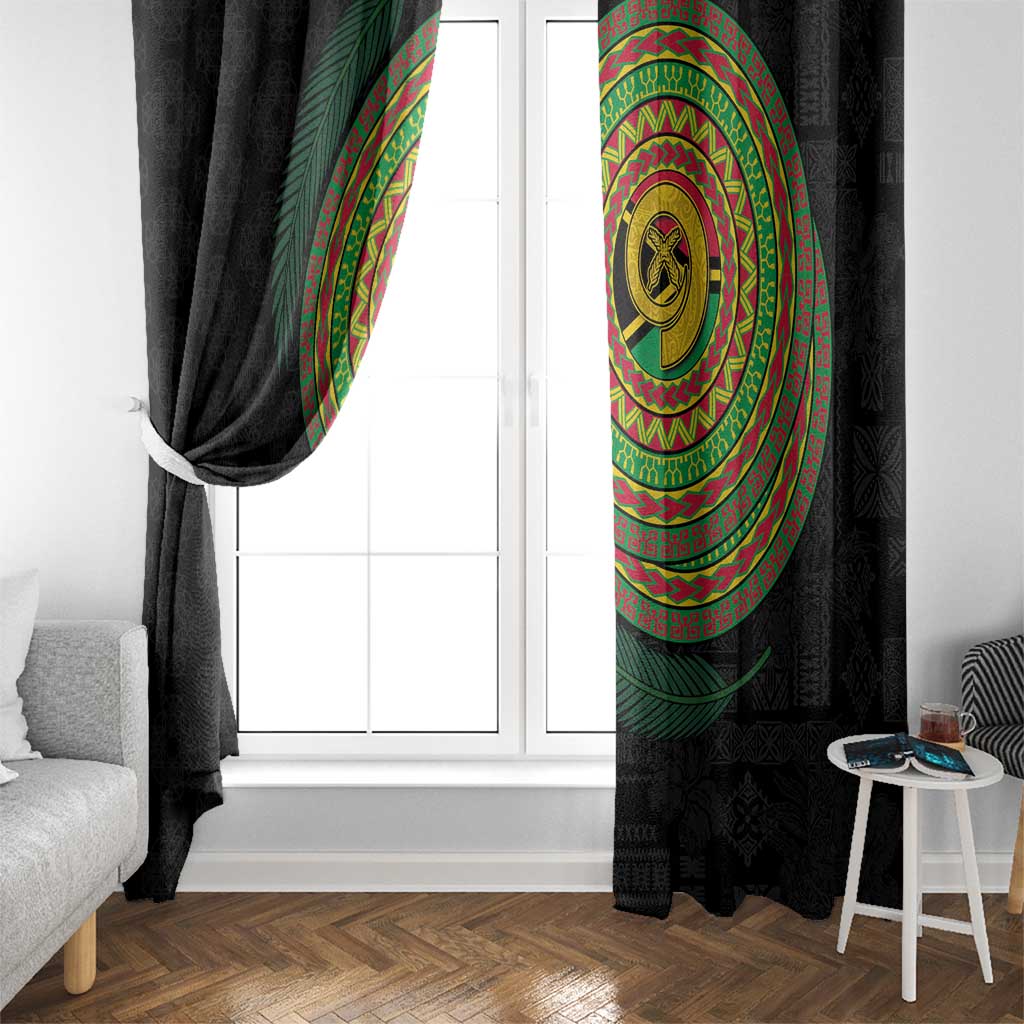 Vanuatu Tribal Tattoo with Namele Leaves Window Curtain