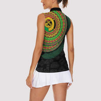 Vanuatu Tribal Tattoo with Namele Leaves Women Sleeveless Polo Shirt