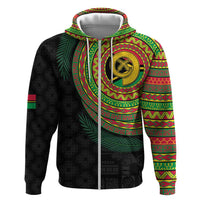 Vanuatu Tribal Tattoo with Namele Leaves Zip Hoodie