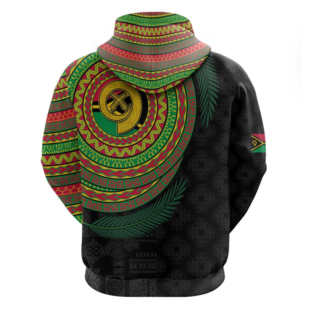 Vanuatu Tribal Tattoo with Namele Leaves Zip Hoodie