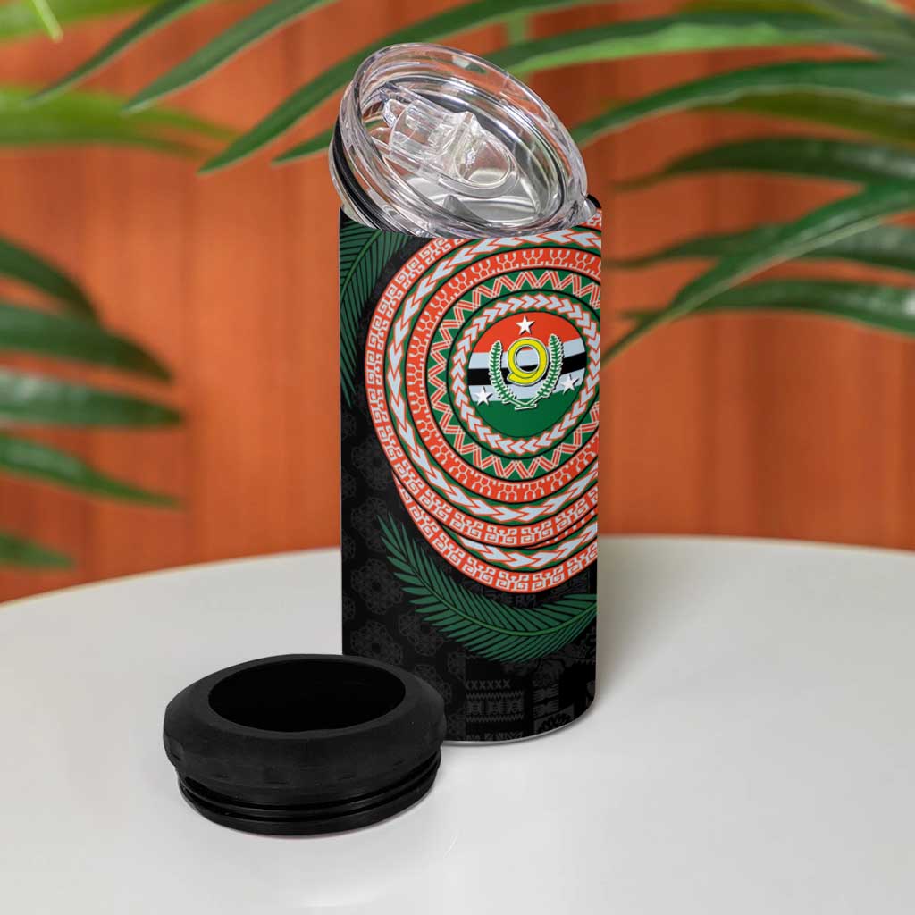 Penama Tribal Tattoo with Namele Leaves 4 in 1 Can Cooler Tumbler LT03 - Polynesian Pride