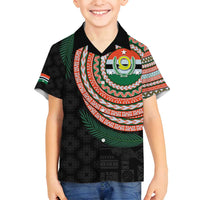Penama Tribal Tattoo with Namele Leaves Family Matching Long Sleeve Bodycon Dress and Hawaiian Shirt LT03 Son's Shirt Black - Polynesian Pride