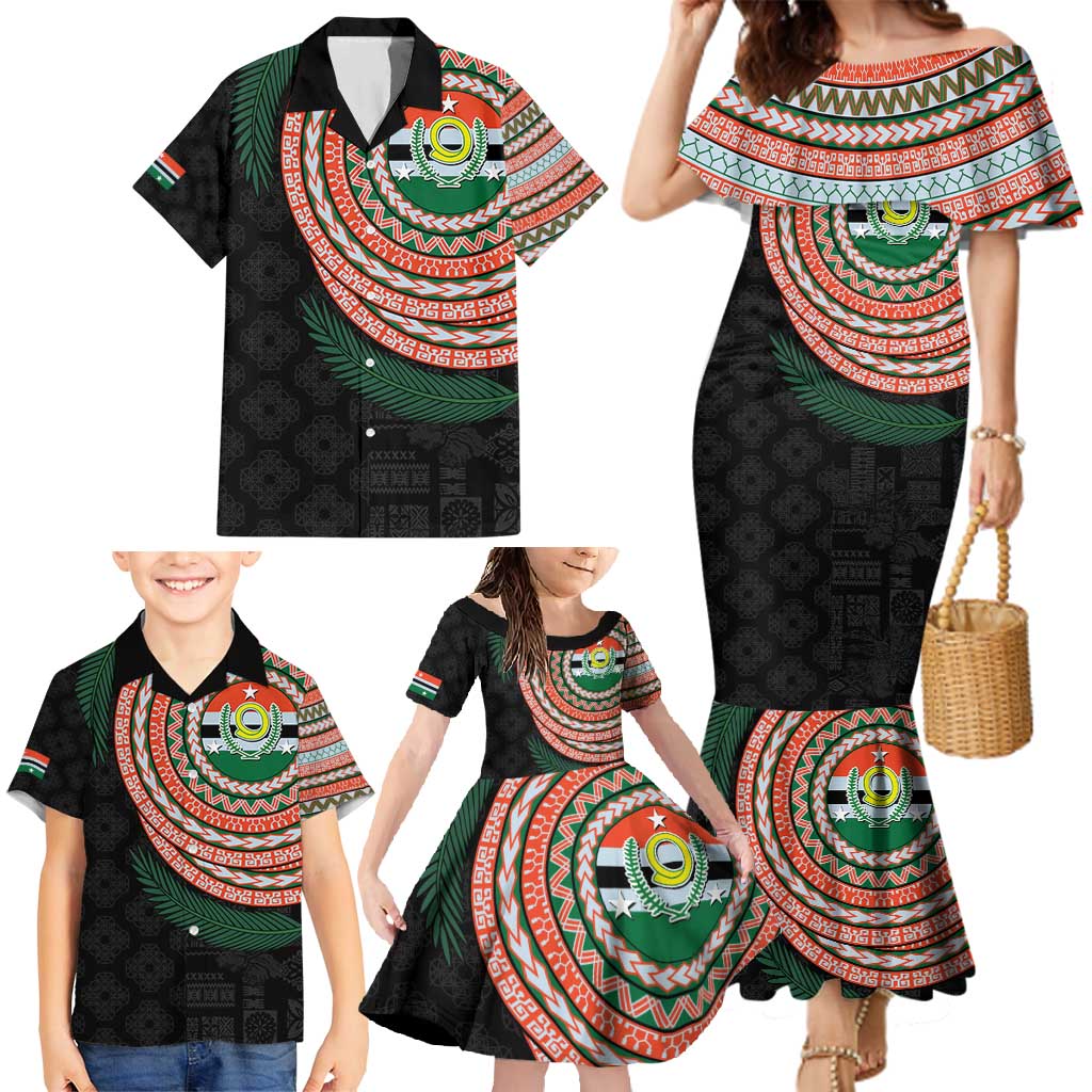 Penama Tribal Tattoo with Namele Leaves Family Matching Mermaid Dress and Hawaiian Shirt LT03 - Polynesian Pride