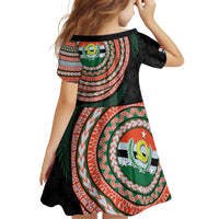 Penama Tribal Tattoo with Namele Leaves Family Matching Off Shoulder Short Dress and Hawaiian Shirt LT03 - Polynesian Pride