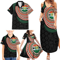 Penama Tribal Tattoo with Namele Leaves Family Matching Summer Maxi Dress and Hawaiian Shirt LT03 - Polynesian Pride