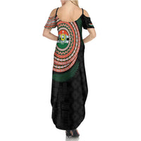 Penama Tribal Tattoo with Namele Leaves Family Matching Summer Maxi Dress and Hawaiian Shirt LT03 - Polynesian Pride