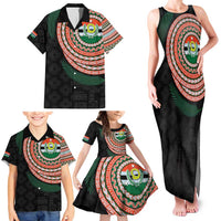 Penama Tribal Tattoo with Namele Leaves Family Matching Tank Maxi Dress and Hawaiian Shirt LT03 - Polynesian Pride