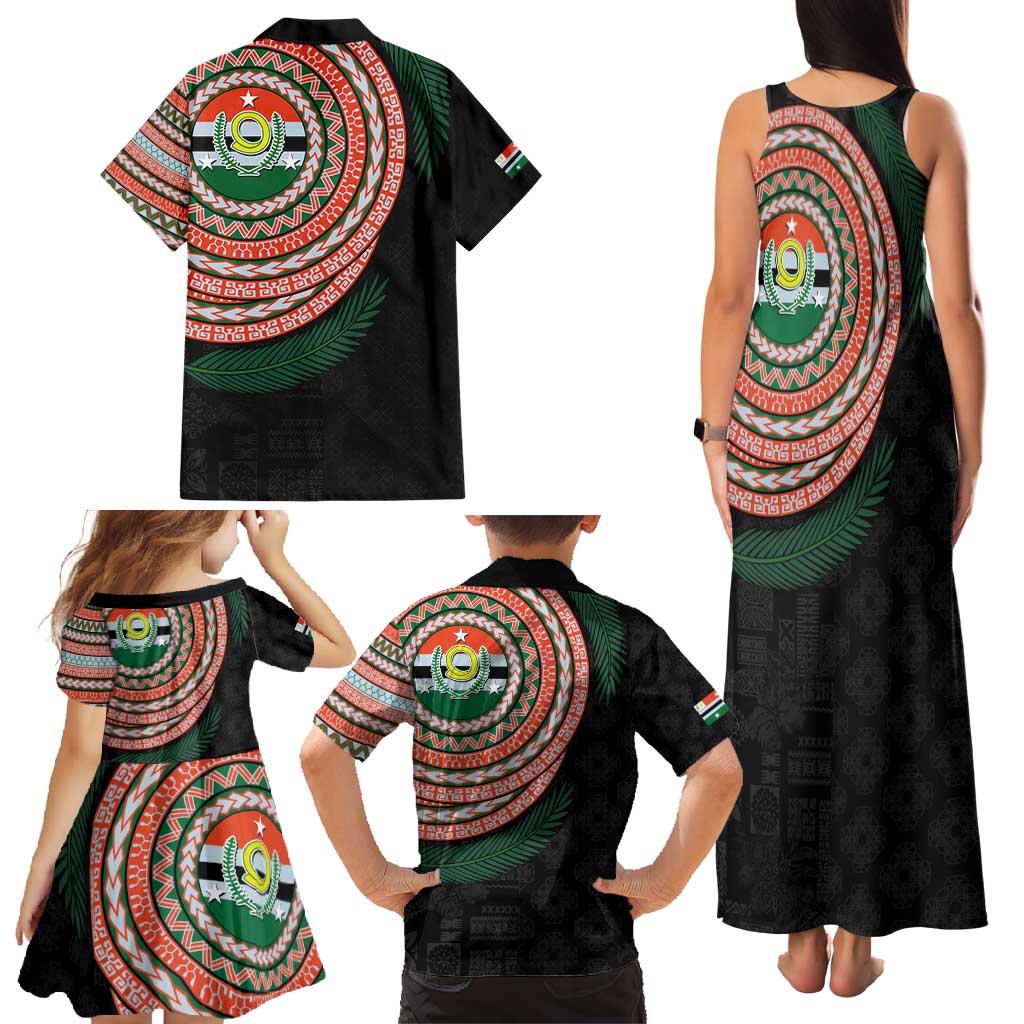 Penama Tribal Tattoo with Namele Leaves Family Matching Tank Maxi Dress and Hawaiian Shirt LT03 - Polynesian Pride