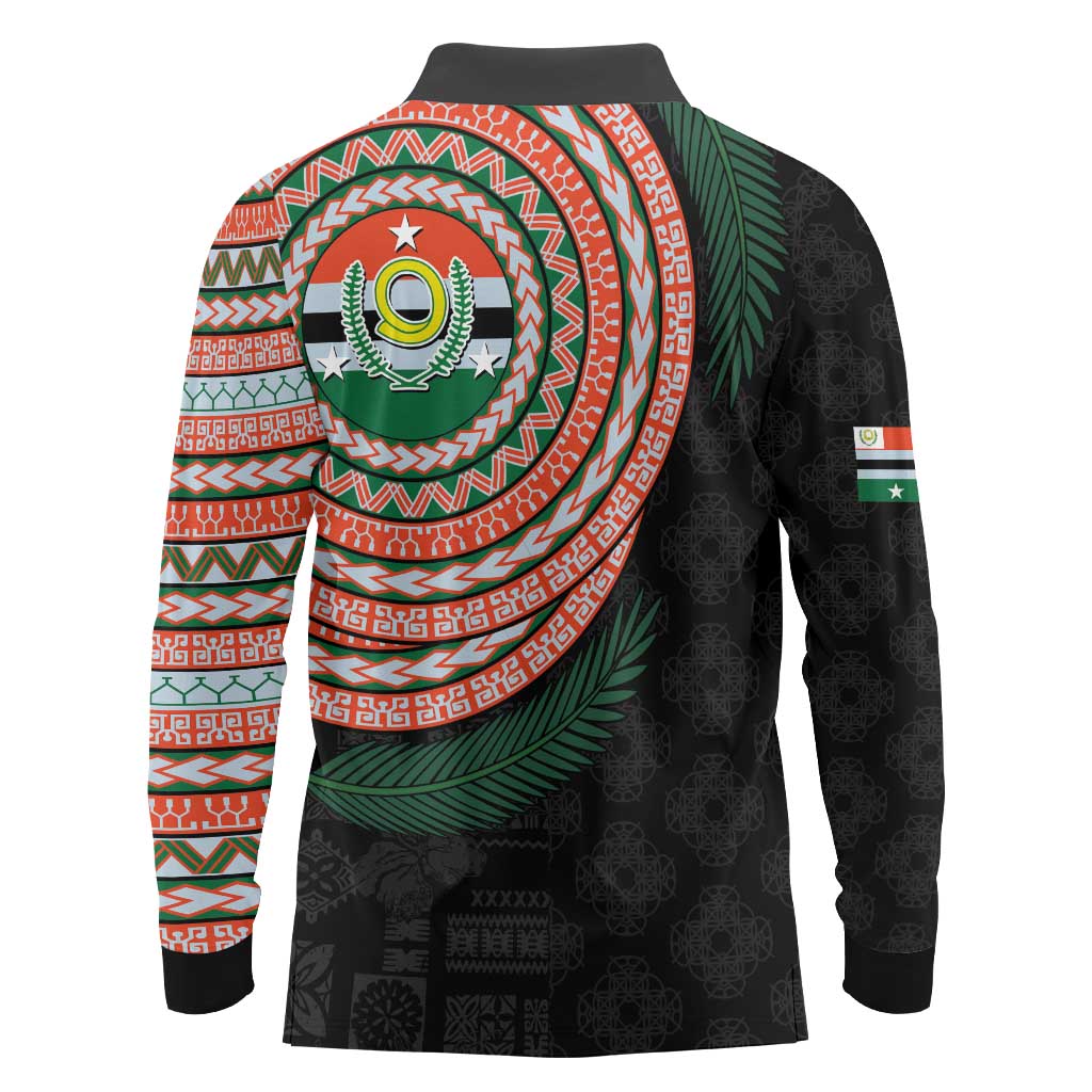 Penama Tribal Tattoo with Namele Leaves Long Sleeve Polo Shirt