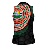 Penama Tribal Tattoo with Namele Leaves Women Sleeveless Polo Shirt