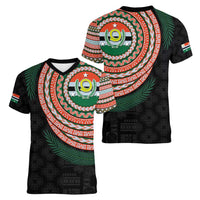 Penama Tribal Tattoo with Namele Leaves Women V-Neck T-Shirt