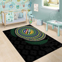 Torba Tribal Tattoo with Namele Leaves Area Rug