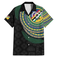 Torba Tribal Tattoo with Namele Leaves Family Matching Mermaid Dress and Hawaiian Shirt LT03 Dad's Shirt - Short Sleeve Black - Polynesian Pride