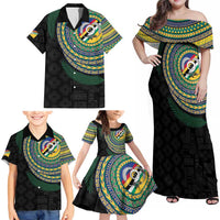 Torba Tribal Tattoo with Namele Leaves Family Matching Off Shoulder Maxi Dress and Hawaiian Shirt LT03 - Polynesian Pride