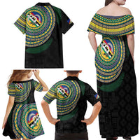 Torba Tribal Tattoo with Namele Leaves Family Matching Off Shoulder Maxi Dress and Hawaiian Shirt LT03 - Polynesian Pride